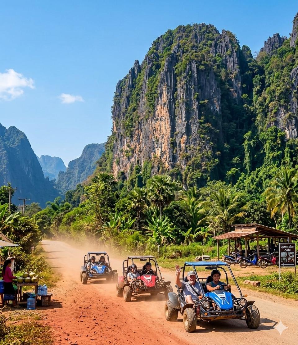 Panoramic mountain view Vang Vieng Laos